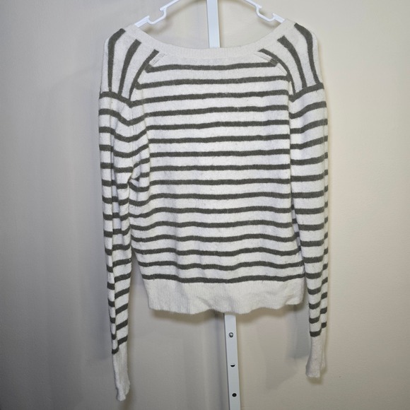 Madewell Striped Wrap Sweater‎ Long Sleeve Ivory Olive Green Size S - Picture 4 of 4